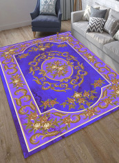 Elegant Floral Print Anti-Skid Soft Mat Purple/Brown 120X180centimeter