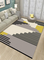 Geometric Simple Print Anti-Skid Soft Mat Grey/Black 120X180centimeter