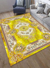 Floral Print Anti-Skid Soft Mat Yellow/White 120X180centimeter