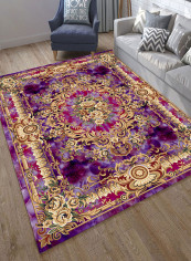 Luxurious Floral Print Anti-Skid Soft Mat Purple/Brown 120X180centimeter