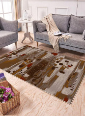 Simple Print Anti-Skid Soft Mat Brown/Red 120X180centimeter