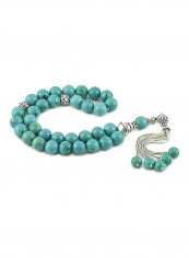 Turquoise Prayer Beads With Sterling Silver Components