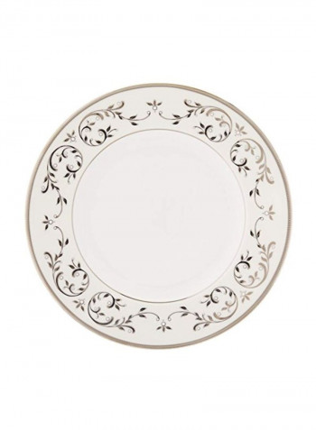 5-Piece Place Setting Plate Set White/Silver