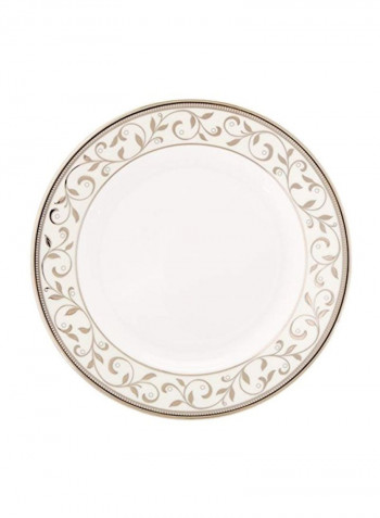 5-Piece Place Setting Plate Set White/Silver