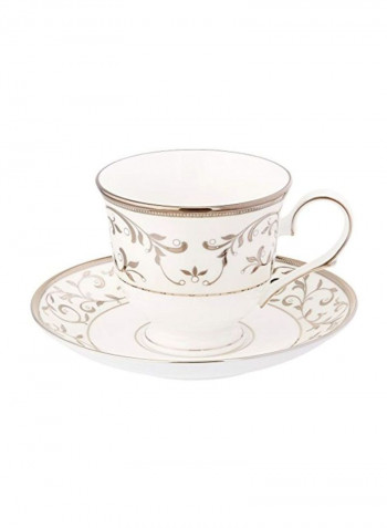 5-Piece Place Setting Plate Set White/Silver