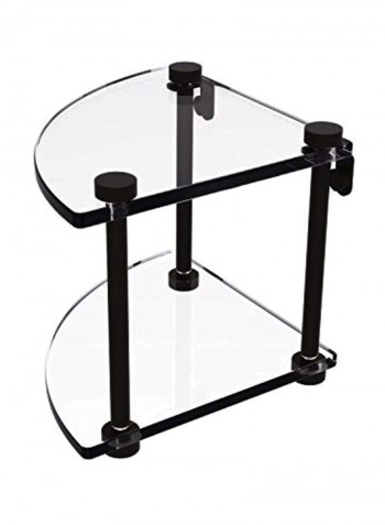 Two Tier Corner Glass Shelf Clear/Black