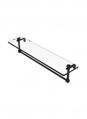 Vanity Integrated Towel Bar Glass Shelf Clear/Black 22inch