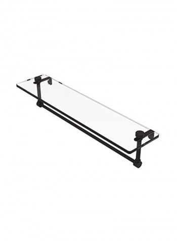 Vanity Integrated Towel Bar Glass Shelf Clear/Black 22inch