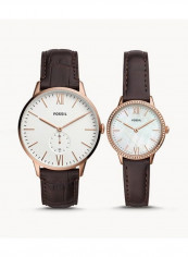 Three-Hand Leather Strap Wrist Watch Set FS5564SET