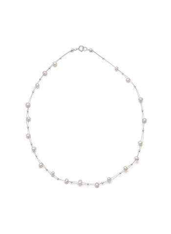 925 Sterling Silver Double Strand Freshwater Pearl Necklace