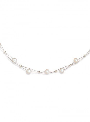 925 Sterling Silver Double Strand Freshwater Pearl Necklace
