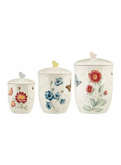 3-Piece Porcelain Canister Set With Lid Blue/Red/Yellow reviews 3-Piece Porcelain Canister Set With Lid Blue/Red/Yellow