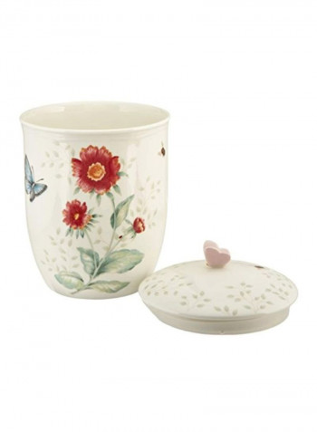 3-Piece Porcelain Canister Set With Lid Blue/Red/Yellow