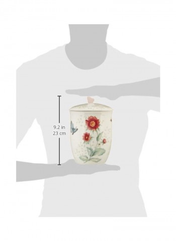 3-Piece Porcelain Canister Set With Lid Blue/Red/Yellow