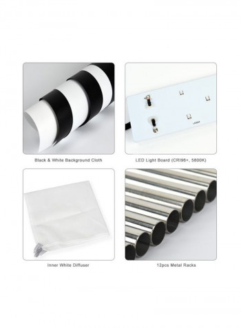 4-Piece LED Photography Studio Shooting Softbox Set Black/Silver