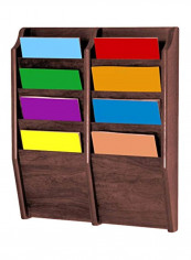 8-Pocket Cascade Magazine Rack Mahogany 9x0.75x8inch