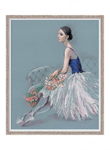 14-Piece Ballet Dancer Cross Stitch Kit Blue/Dark Blue/Grey