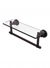 Towel Bar With Glass Shelf Black/Clear 16inch reviews Towel Bar With Glass Shelf Black/Clear 16inch