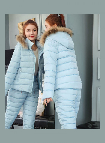 Long Sleeves Hooded Jacket And Pants Set ووتر بلو
