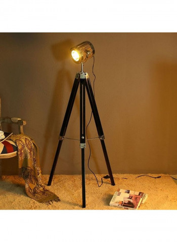 Solid Wood Tripod Floor Lamp Black 22 x 25 x 106centimeter