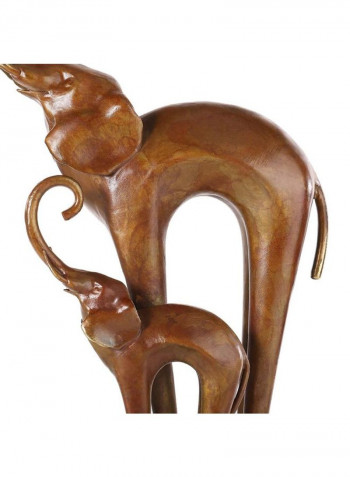 Decorative Mother Elephant And Son Exquisite Handcraft Sculpture Brown