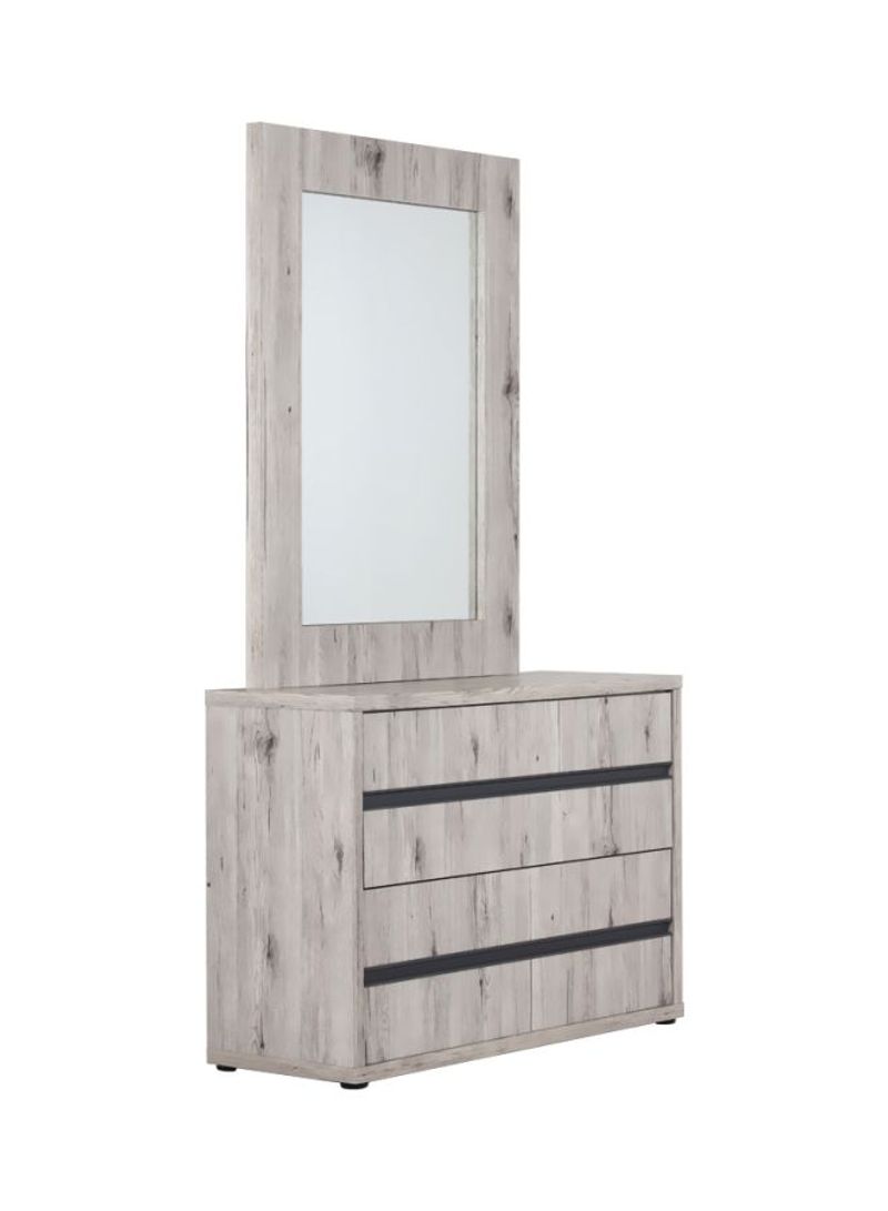Evi Dresser With Mirror Light Brown 110x192x43cm