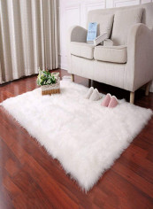Floor Rug Solid Color Plushed Triangular Living Room Rug White XL