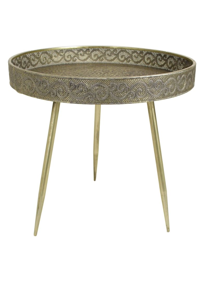 Round Metal Side Table Light Gold 58 x 58 x 55.50cm