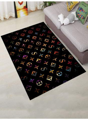 Geometric Pattern Floor Mat Black/Yellow/Red 120x160cm