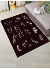 Vegetable Pattern Floor Mat Black/White 120x160cm