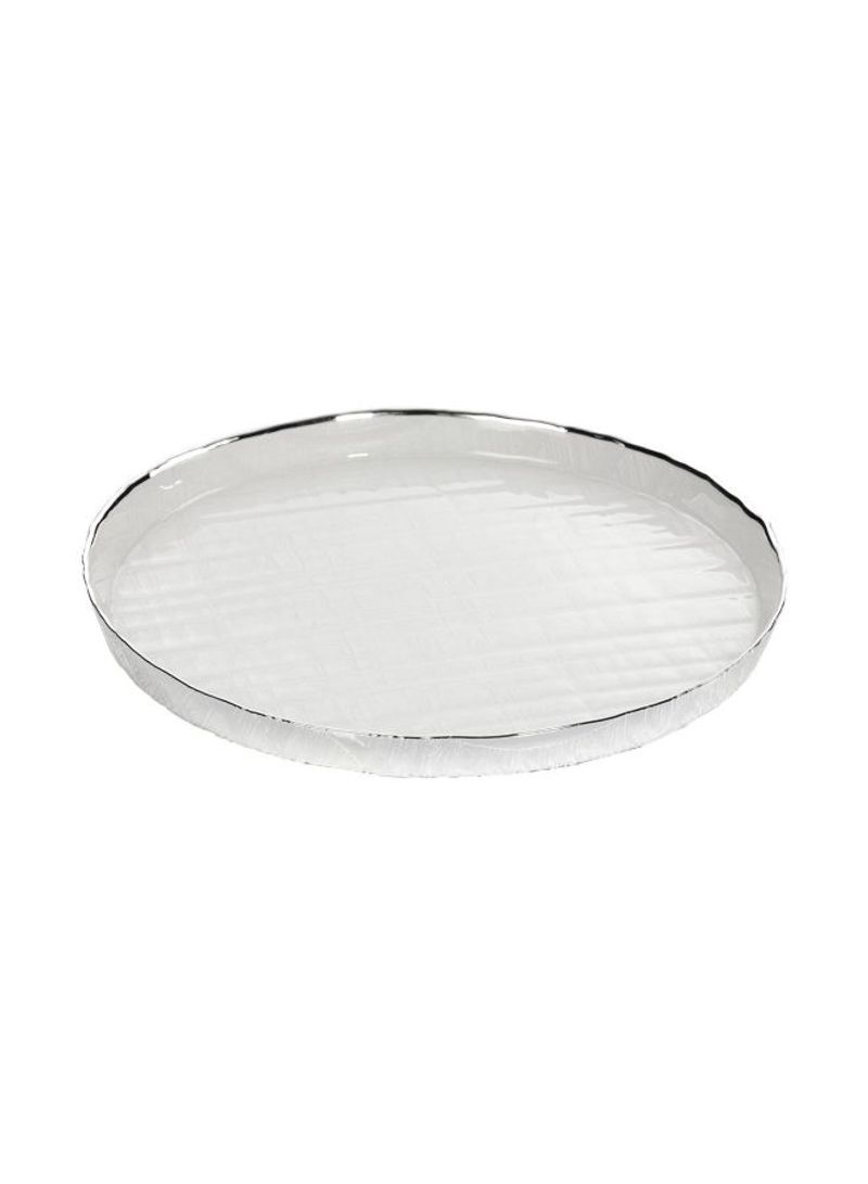 Wood Decorative Glass Tray Pearl White 36centimeter