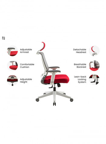 KIKO Ergonomic Folding Office Chair Red 51cm