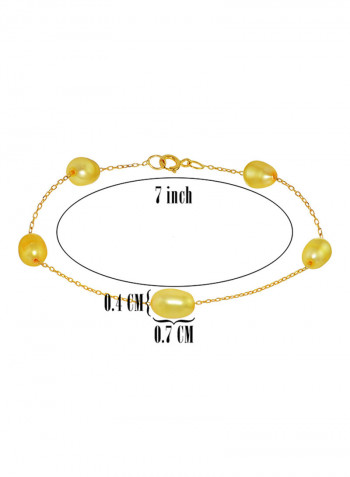 10K Gold Pearl Beaded Bracelet