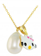 18K Gold Pearl Hello Kitty Pendants Necklace reviews 18K Gold Pearl Hello Kitty Pendants Necklace