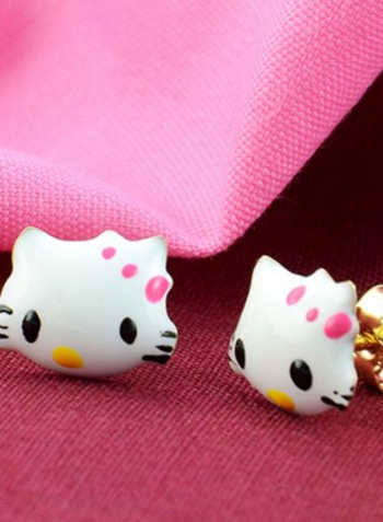 18K Gold Pearl Hello Kitty Pendants Necklace
