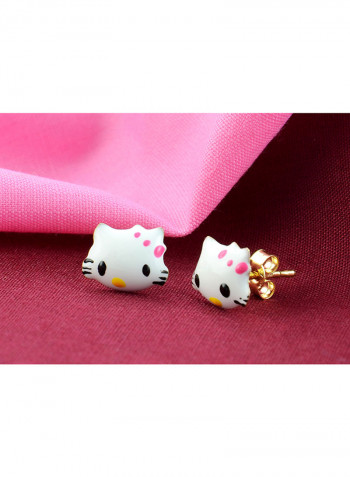 18K Gold Pearl Hello Kitty Pendants Necklace