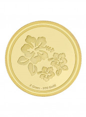 22K 916 Purity 2 Gms Flower Gold Coin MGFL916P002G