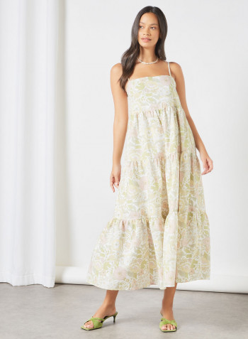 Floral Print Tiered Dress Multicolour