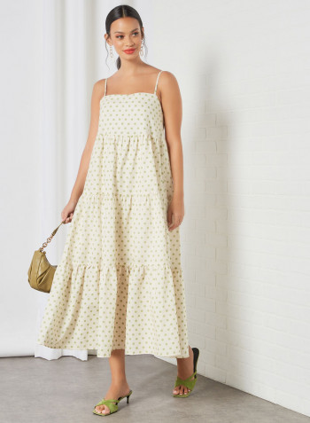 Polka Dot Print Dress White