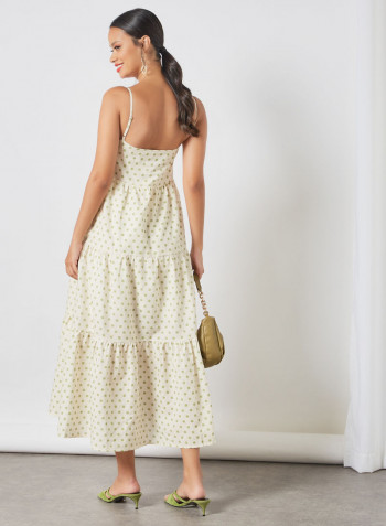 Polka Dot Print Dress White