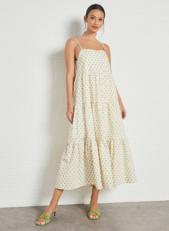 Polka Dot Print Dress White