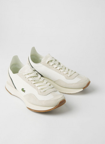 Match Break Textile And Suede Sneakers Off White/Dark Green