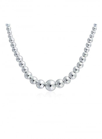 925 Sterling Silver Round Ball Bead Strand Necklace