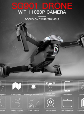 SG901 Drone with Camera 1080P Drone Optical Flow Positioning MV Interface Follow Me Gesture Photos Video RC Quadcopter 2 Batteries 25.5*12*21.3cm