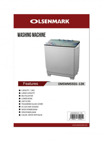 Semi Automatic Washing Machine 13KG 13 kg OMSWM5501 White