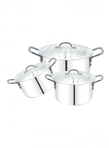 3-Piece Cooking Pot Set Silver 12x10cm