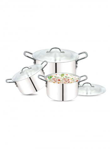 3-Piece Cooking Pot Set Silver 12x10cm
