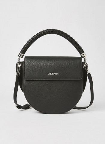 Braided Top Handle Crossbody Bag Black