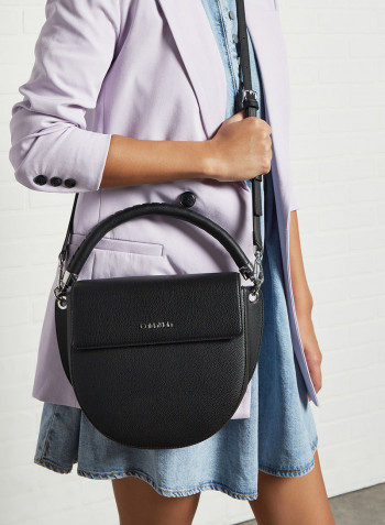 Braided Top Handle Crossbody Bag Black
