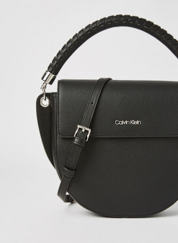 Braided Top Handle Crossbody Bag Black